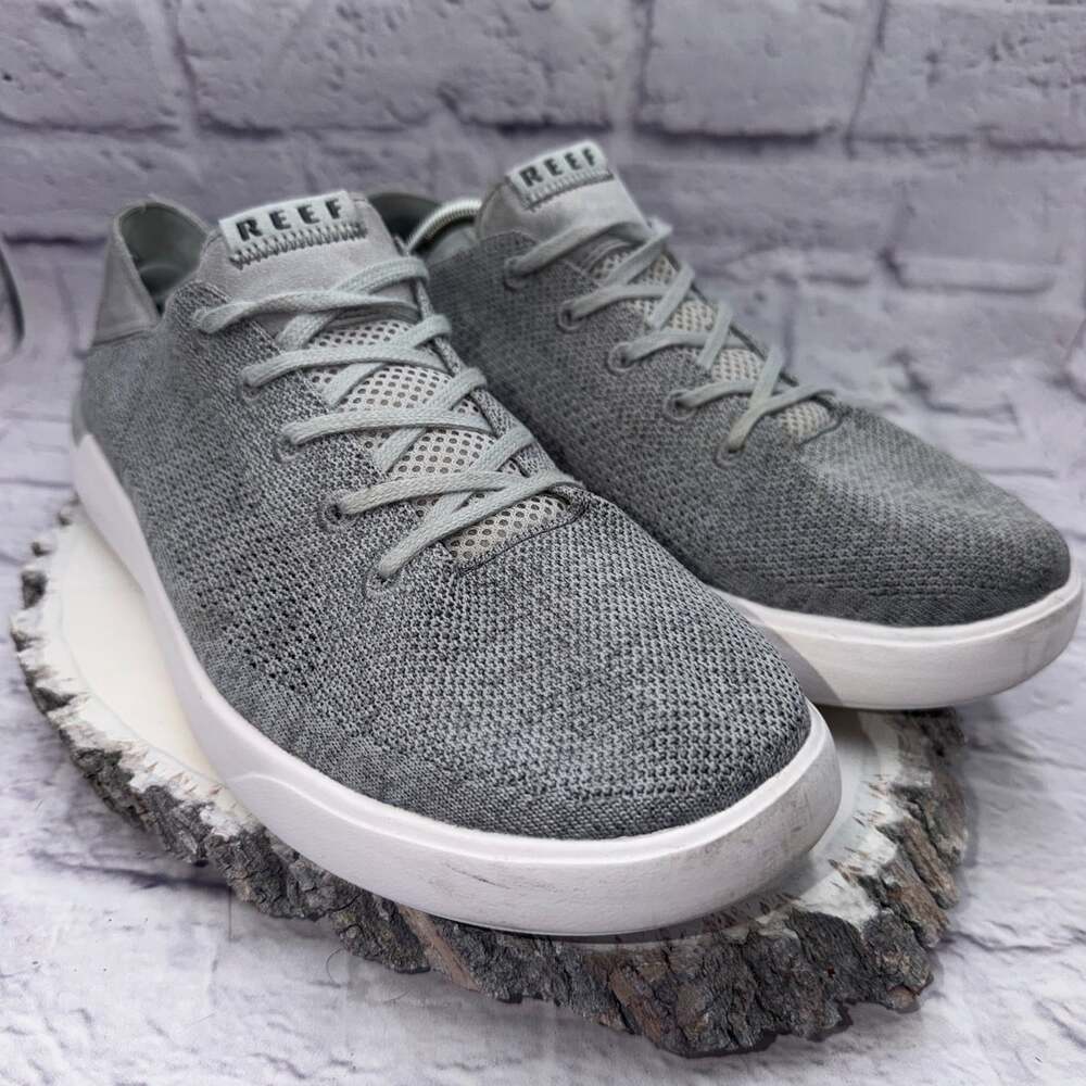Reef Swellsole Neptune Shoes Mens 13 Gray Knit Slip On Lace Up Comfort Sneakers